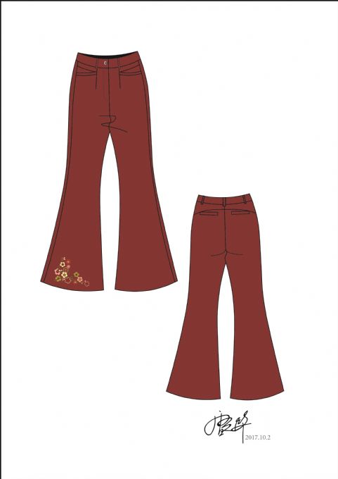 中国风民族风东方元素流行喇叭裤